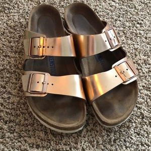 Women’s size 41 gold Birkenstock’s